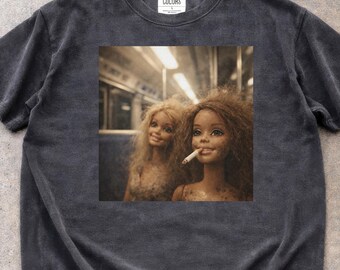 Smoking Doll Face Meme T-shirt: Retro Disgusting Doll Meme Comfort Colors Shirt
