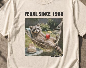 Custom Funny Raccoon Birthday Shirt: Personalized 30th Birthday Comfort Colors Tee, 40th 50th Birthday Gift, Vintage Bday Trip Gift