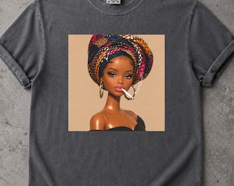 Black Doll Face Comfort Colors Shirt: Smoking Headwrap Doll Meme Tee, Unhinged Afro Doll Meme Tshirt