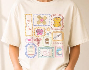 Preppy Nurse Comfort Colors Shirt: Coquette Nurse T-Shirt, Cute Healthcare Worker Gift, Nursing School Gift, Nurse Era Tee
