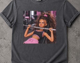 Fitness Doll Face Meme Shirt: Sarcastic Funny Gym Doll Bench press Graphic Tee, Disgusted Workout Doll Face Top, Viral Cringe Doll Meme