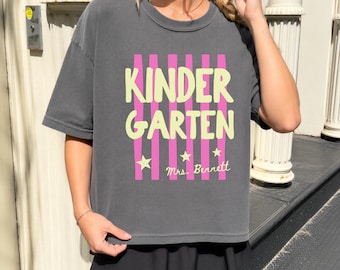 Custom Teacher Comfort Colors Boxy Tee: Back to School Personalized Grade Teacher Team Crop Top