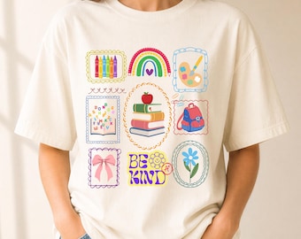 Teacher Life Comfort Colors® Shirt:  Back to School Tee, Cute Be Kind Shirt, Team Elementary School Teacher Gift, School Supply Tshirt