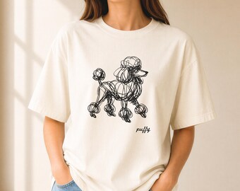 Personalized Abstract Standard Poodle Line Art Shirt: Minimalist Scribble Pet Tee, Custom Dog Sketch Shirt for Poodle Lovers