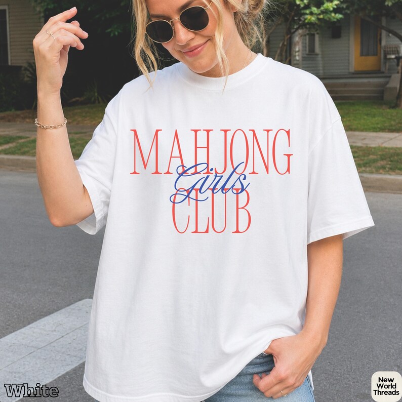 Mahjong Club Shirt: Bird Bam Cheers Tee, Girlish Game Night T-Shirt, Minimalist Mahjong Gift Top, Funny Mahj Crewneck image 3