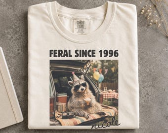 Custom Funny Raccoon Shirt: Personalized Birthday Comfort Colors Tee, 30th Birthday Gift, Vintage Bday Trip Gift, 40th Birthday Tshirt