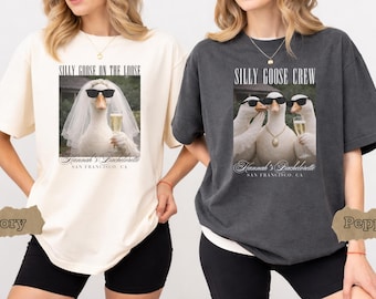 Silly Goose Bachelorette Party Shirts: Bride Matching Group Comfort Colors Tee, Funny Bride And Bach Goose Meme T-shirt