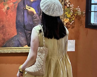 Handmade Madagascar Raffia Bag Woven Straw Tote | Boho Beach Basket Purse | Natural Crochet Shoulder Bucket Bag for Summer Vacation