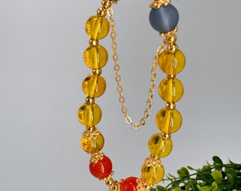 Handmade Natural Citrine Wealth Bracelet with Moon Pendant - Cute and natural, perfect for parties and gatherings with friends