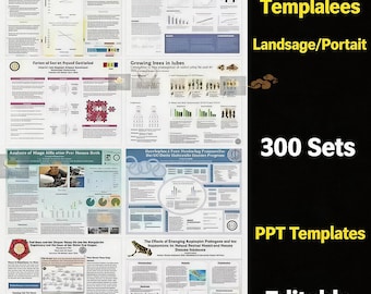 300 Academic Poster & Research Presentation PPT Templates | A0 A1 Conference Poster Layouts, Universal Science Kits for Thesis Defense/Clubs