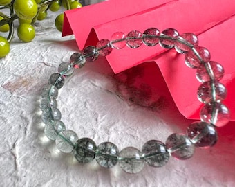 Vintage Braided Green Phantom Quartz Bracelet 8mm｜Wealth & Career Luck｜Natural Crystal Energy Bracelet