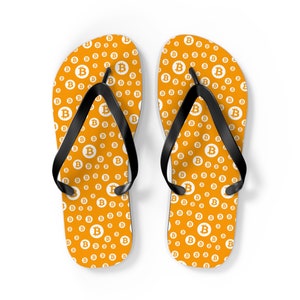 Bitcoin Flip Flops - Bitcoiner Summer Beach Swag - Slippers Crypto - BTC Maximalist - Stack Sats - Merch for a bitcoin enthusiasts investor