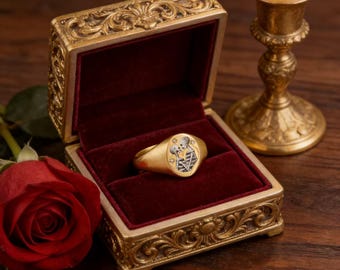 Skull Love Golden Enamel Ring: An elegant Valentine's Day gift, symbolizing undying love.