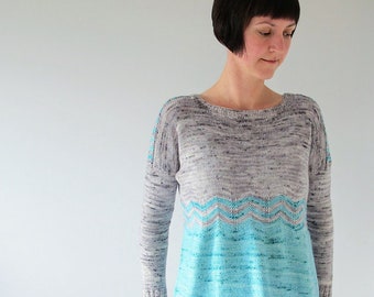 Light Wave Sweater PDF Knitting Pattern - To fir Sizes 30 inches - 50 inches