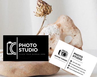 Minimalist Photography Business Card Template, Photo Studio Branding. Editable canva