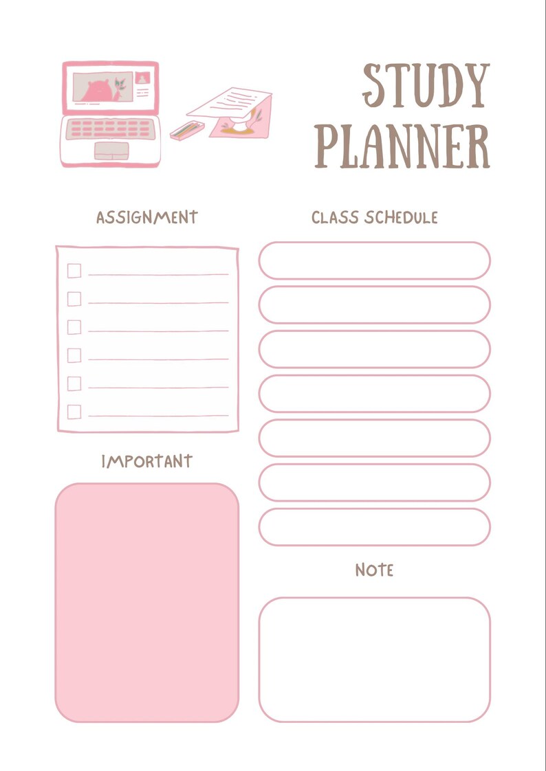 Pink Daily Planner Bundle, 10 Pages Printable Planner, Instant Download ...