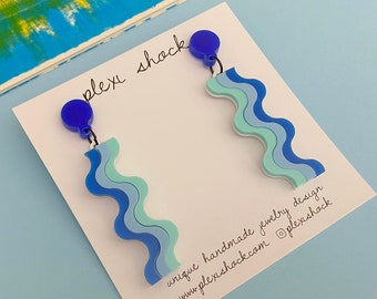 Lightweight Acrylic Drop Wave Earrings | Original Jewelry designed by Plexi Shock