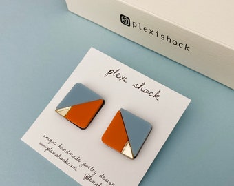 Geometric Square Earrings |  Handmade Acrylic Designed by Plexi Shock