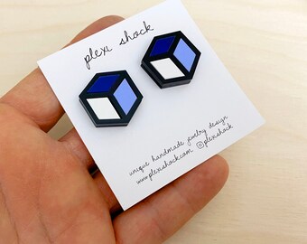 Perspex Cube Earrings, Italian Handmade Acrylic Jewellery by Plexi Shock