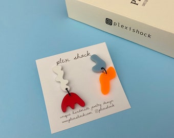 Asymmetric Perspex Drop Earrings Inspired By Matisse | Handmade Italian Jewelry By Plexi Shock