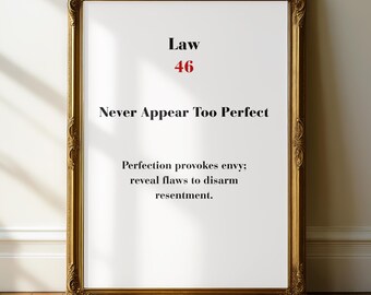 Law 46 Wandkunst - Never Appear Too Perfect Print - 48 Regeln inspiriertes Motivationsposter - Minimalistische Bürodekoration