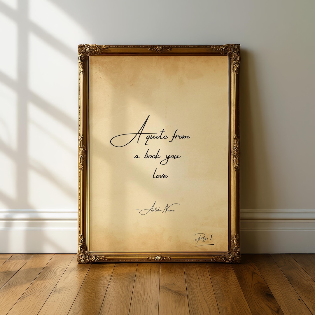 Custom Book Quote Print, Personalized Literary Gift - Etsy