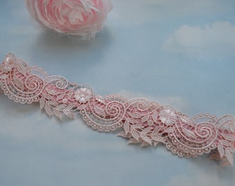 Lace garter, PINK wedding garter