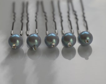 HALF PRICE - Pearlescent grey hair pins