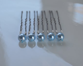 BLUE pearl hair pins, Hair accessories