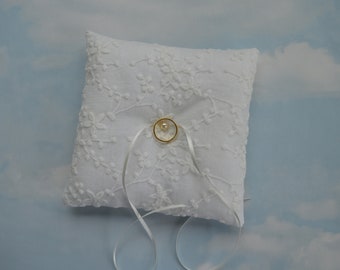 LINEN wedding ring pillow, Rustic ring cushion, Boho wedding