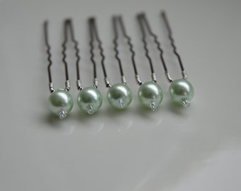 MINT GREEN hair pins, Hair accessories, Pearl hair pin