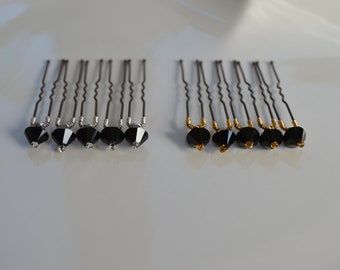 BLACK crystal hair pins, S/P or G/P finish