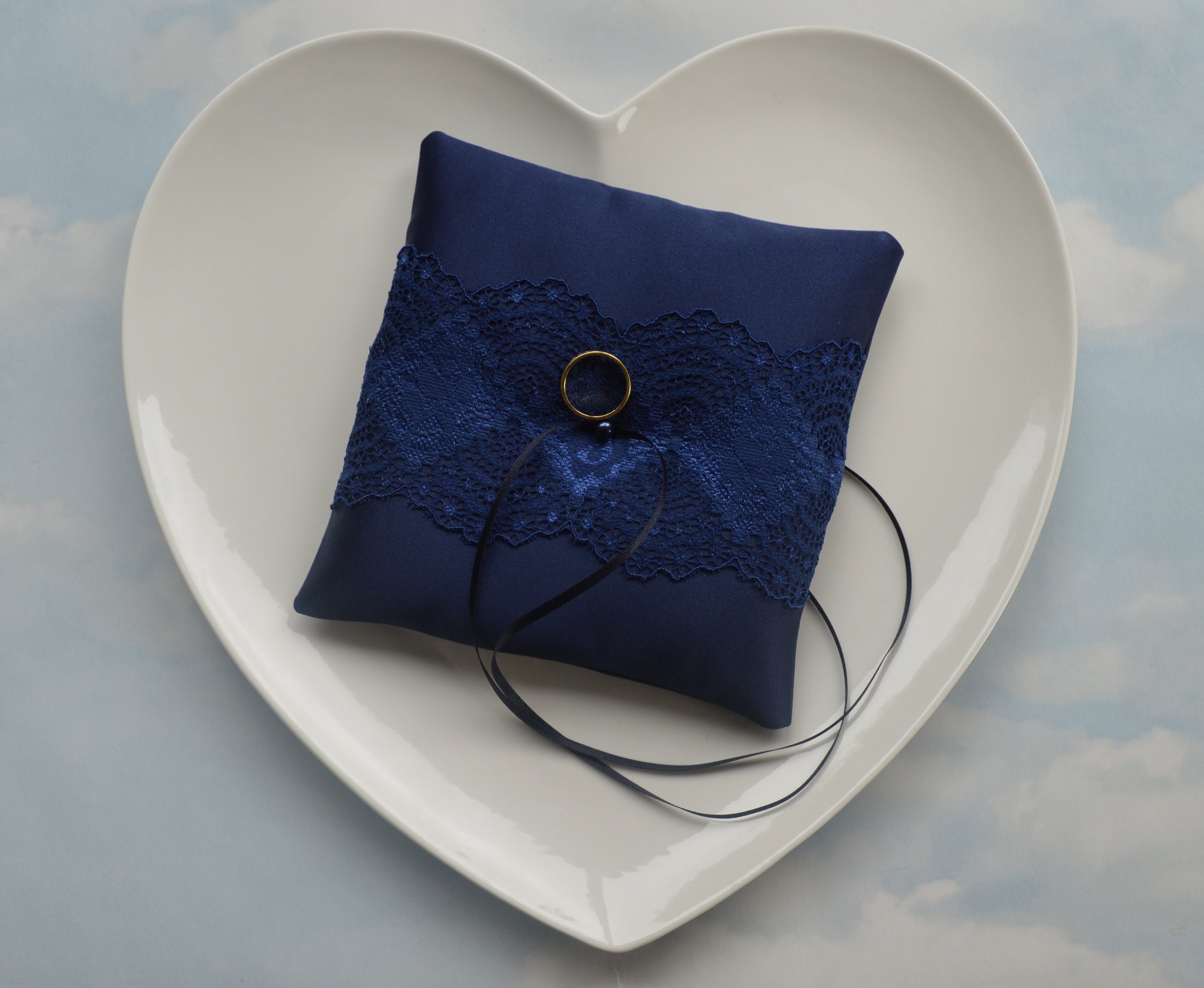 DARK BLUE wedding ring pillow NAVY wedding ring cushion Etsy