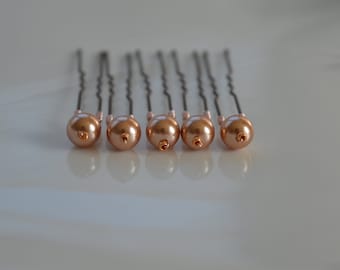 ROSE GOLD pearl hair pins, Wedding, Party, Prom