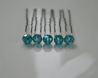 TEAL hair pins, TURQUOISE hair accessories