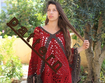 Vintage Granny Square Poncho Crochet Poncho Pattern PDF Cape Pattern Crochet Shawl Women&#39;s Poncho Easy Crochet Pattern Crochet Cape Pattern