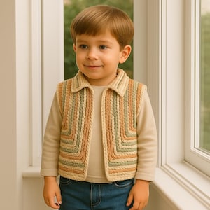 Knitting Pattern Baby Vest, Sleeveless Jacket PDF, Easy Toddler Sweater Pattern, Gilet Knitting Tutorial, Color Change Yarn Vest, Age 5