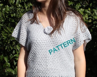 Crochet Shirt Pattern Crochet Top Pattern Beach Cover-up Crochet Blouse Pattern Top Pattern Summer Shirt T-shirt Pattern Crochet Blouse