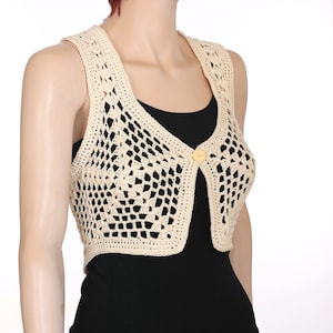 Crochet Bolero Vest Pattern PDF Boho Lacy Vest Tutorial Summer Beach Cover Up Bridal Vest Crochet Pattern Handmade Granny Square Vest