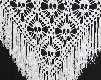 Skull Shawl Lost Souls Shawl Halloween Accessory Skull Motif Boho Wrap Shawls and Wraps Skull Shawl Pattern Skull Shawl Crochet