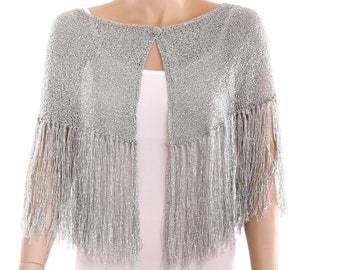 Women Silver Capelet Pattern Knitting Pattern  Knit Poncho pattern Cape Shawl Hand Knit Poncho Cape Pattern  Wrap pattern
