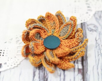 Crochet Gerbera  Pattern  Crochet Accessory Pattern, crochet Flowers Patterns Flower Brooch Gerbera Flower Wildflower Easy Crochet Pattern