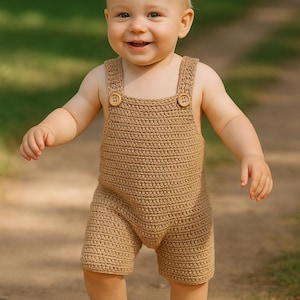 BABY crochet pattern Overall Shorties Dungaree Overall shorties dungaree pattern crochet romper fit 6 months to 18 months Romper Pattern