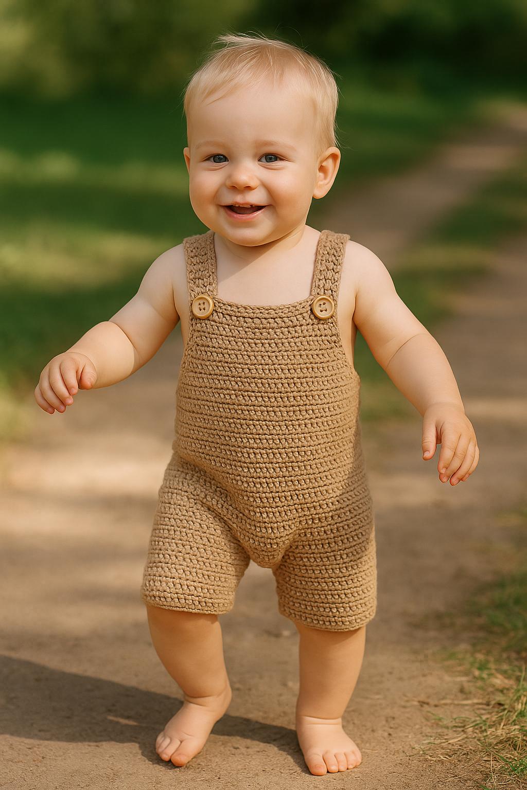 BABY crochet pattern Overall Shorties Dungaree Overall shorties dungaree pattern crochet romper fit 6 months to 18 months Romper Pattern