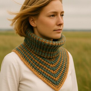 Crochet Cowl Pattern, Ribbed Neck Warmer, Pointed Front Cowl, FPdc BPdc Crochet Pattern, Adult Winter Accessory PDF image 7