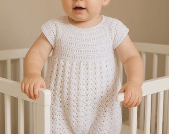 Baby Romper Crochet Pattern PDF Overall Shorties Pattern for Babies 6 to 18 Months Easy Baby Dungaree Tutorial Summer Baby Outfit Pattern