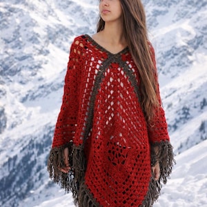 Vintage Granny Square Poncho Crochet Poncho Pattern PDF Cape Pattern Crochet Shawl Women's Poncho Easy Crochet Pattern Crochet Cape Pattern