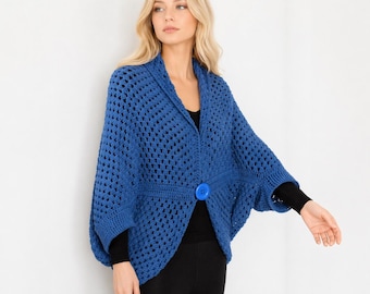 Crochet Cocoon Cardigan Pattern PDF, Easy Shrug Sweater Cape Pattern, Beginner Crochet Vest Pattern, One Size Digital Download