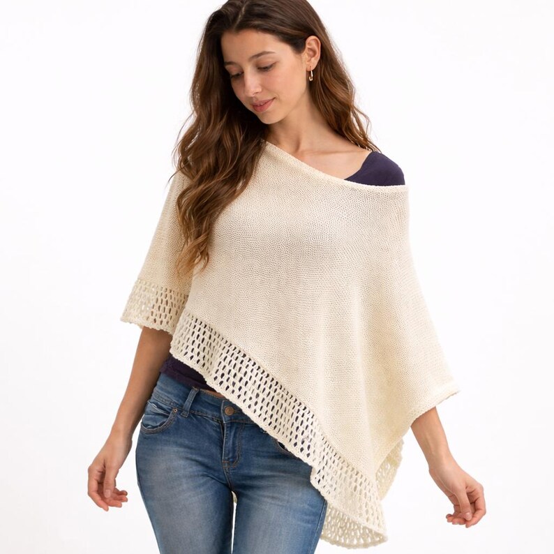 Breipatroon voor een damesponcho, handgebreid ponchopatroon, patroon voor een gebreide poncho, patroon voor een ponchocape, patroon voor een voedingsponcho. afbeelding 8