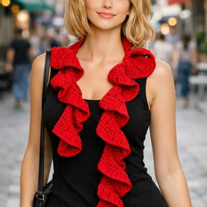 Cascade Scarf Crochet Pattern, Ruffle Scarf Tutorial, Crochet Tutorials